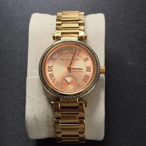 Michael‎ Kors MK-5971 Women Watch Rose Gold Roman Numeral Baguette Crystal